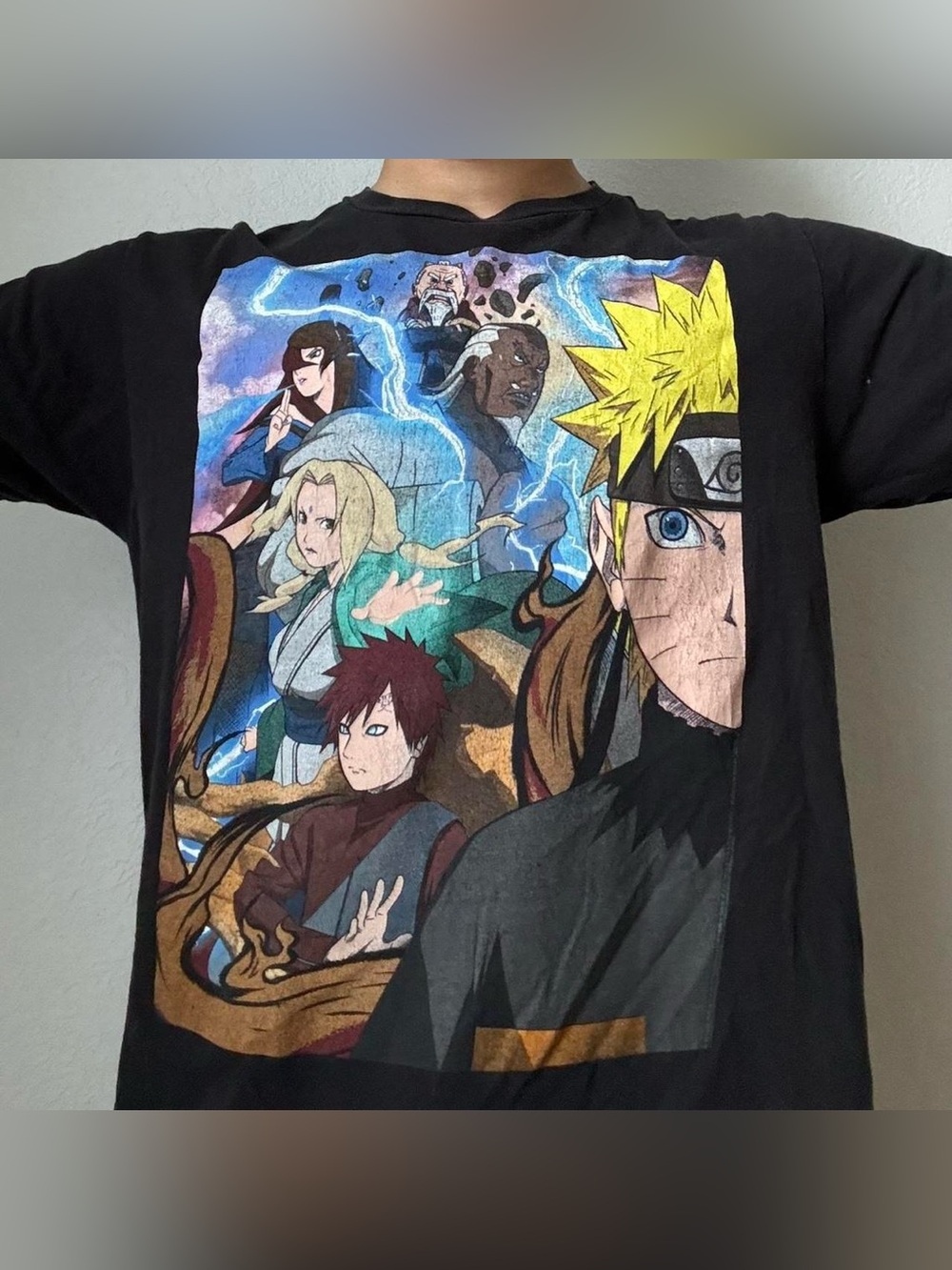 Naruto Shippuden AOP Anime Graphics Black Tee Shirt